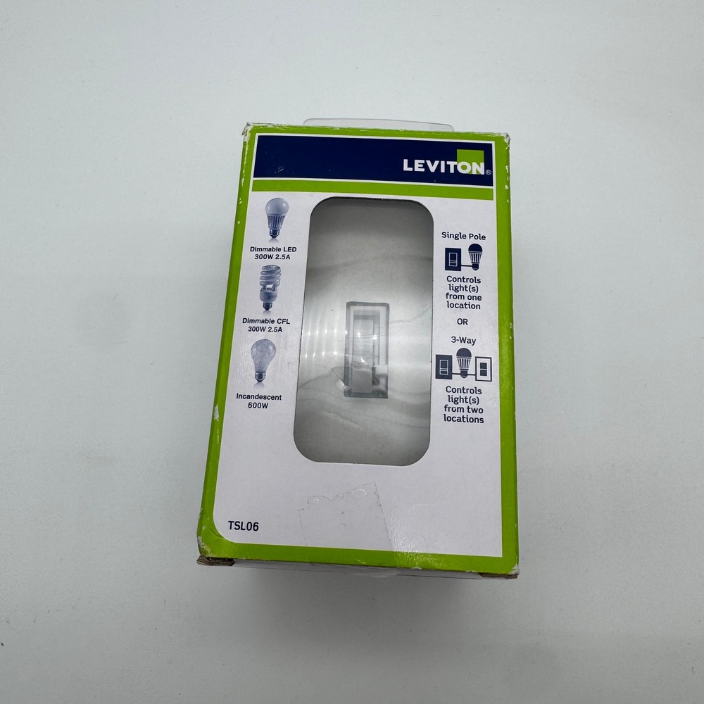 Leviton TSL06 LED CFL Incandescent Single Pole 3-Way Toggle Dimmer Light Switch